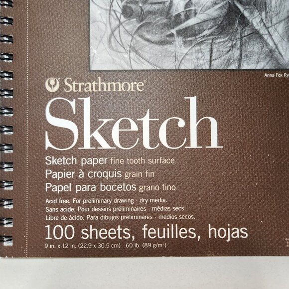 NEW Strathmore 400 Series Sketch Paper Pad 9x12 9" x 12" 60lb/89gsm 100 sheets A - Picture 2 of 4